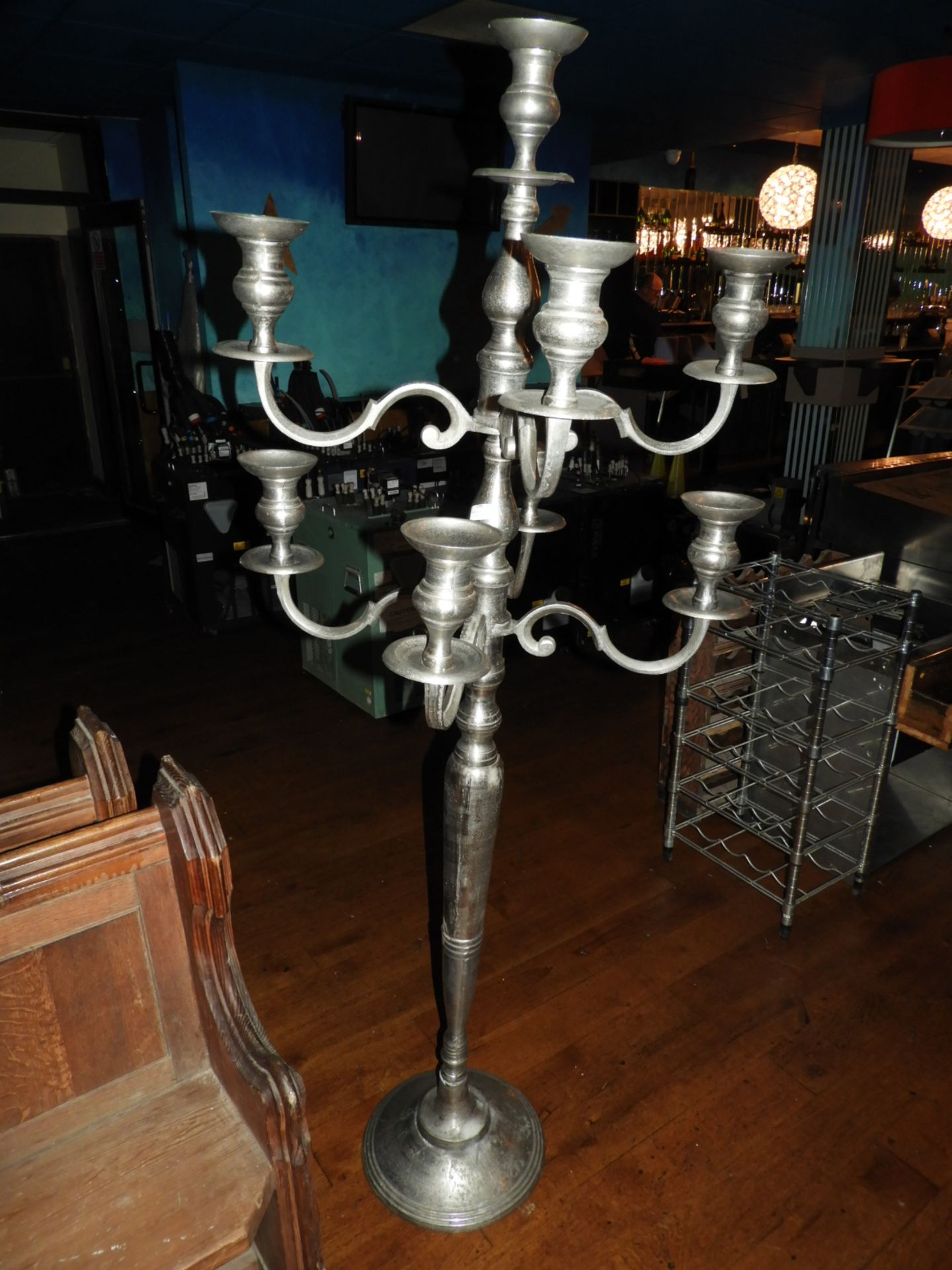 *Large Polished Aluminium Floor Standing Candelabr