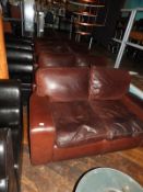 *Four Brown Faux Leather Two Seat Settees