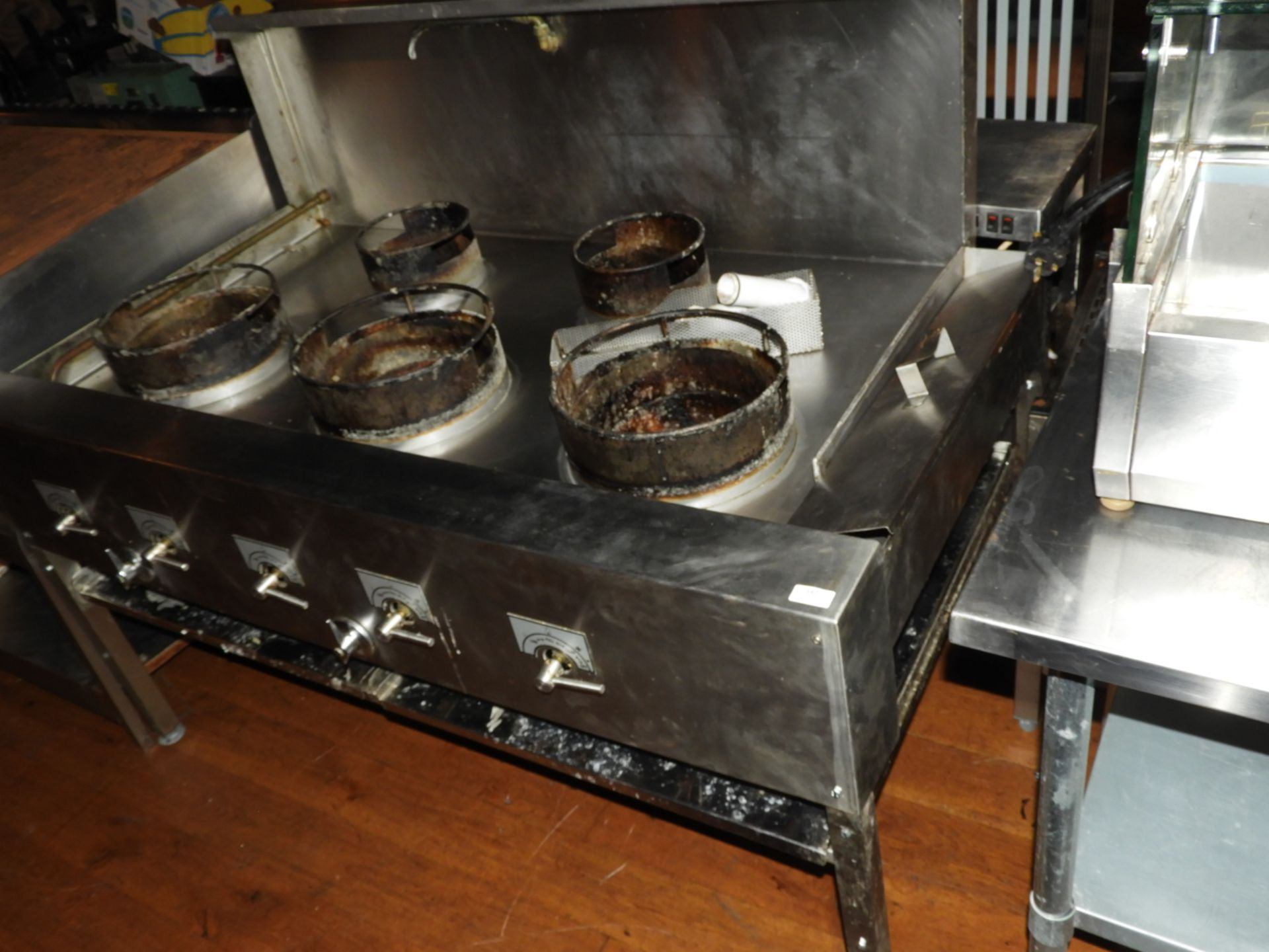 *Five Burner Gas Fired Wet Top Wok Range 150x90cm