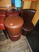 *Four Poofs and a Chair in Faux Brown Leather
