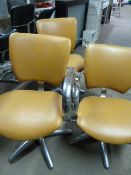 Three Brown & Chrome Hair Salon Chairs