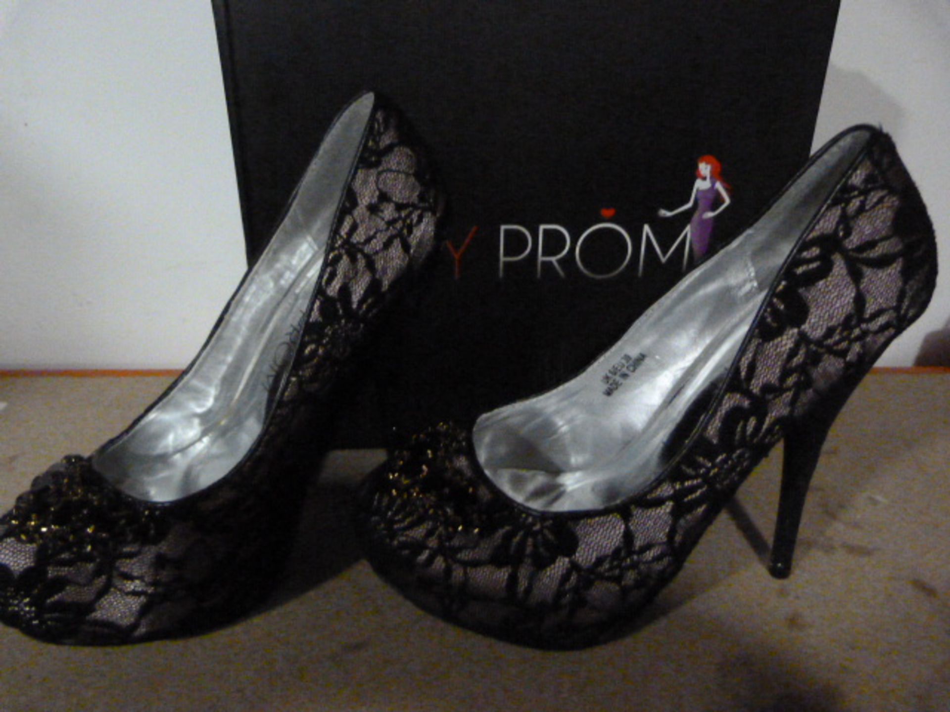 *Six Pairs of Ruby Prom "Paula" Black Prom Shoes (