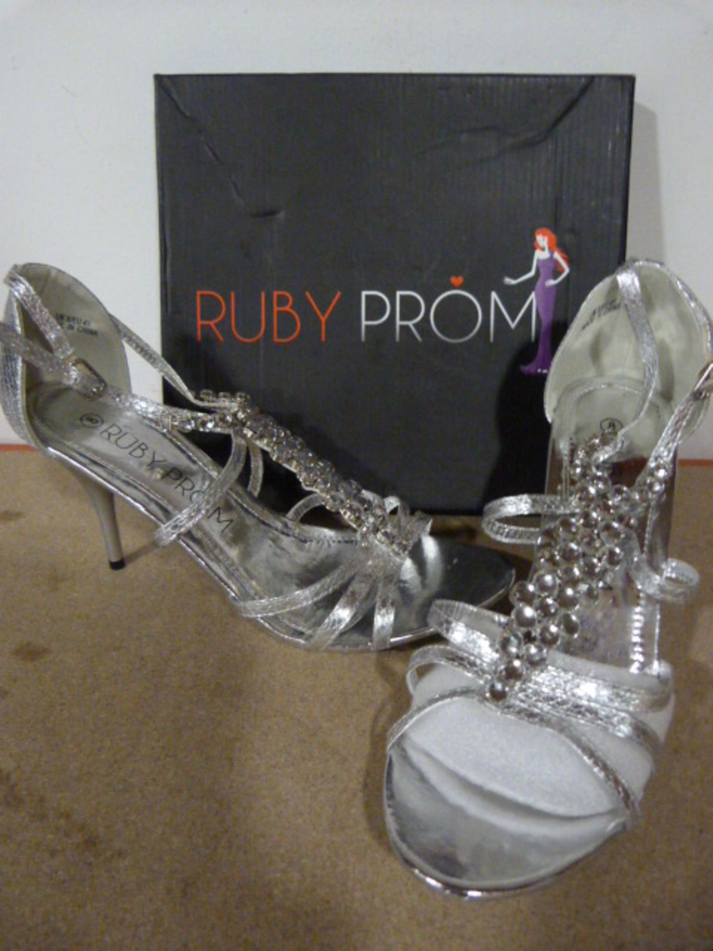 *Five Pairs of Ruby Prom "Maria" Silver Prom Shoes