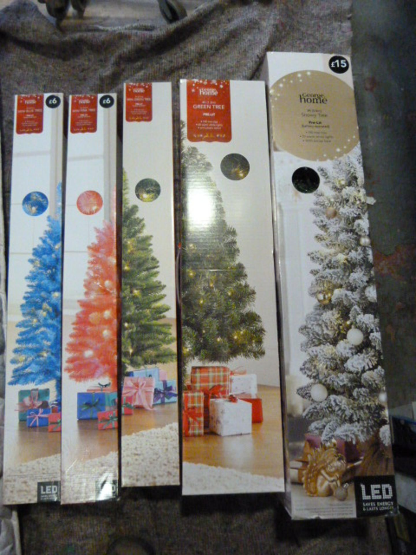 Five Assorted Christmas Trees