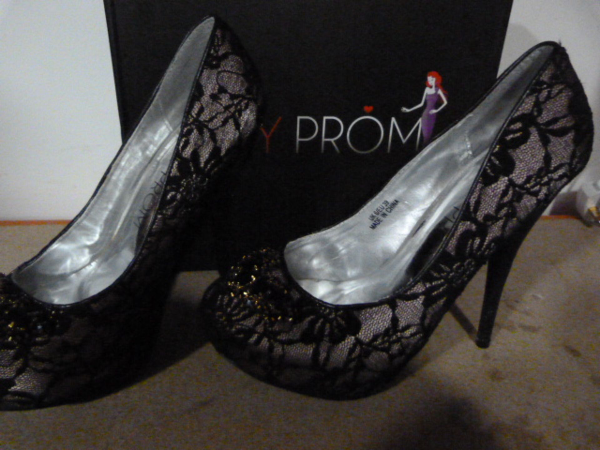 *Six Pairs of Ruby Prom "Paula" Black Prom Shoes (