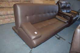 Brown Leather Three Seat Sofa
