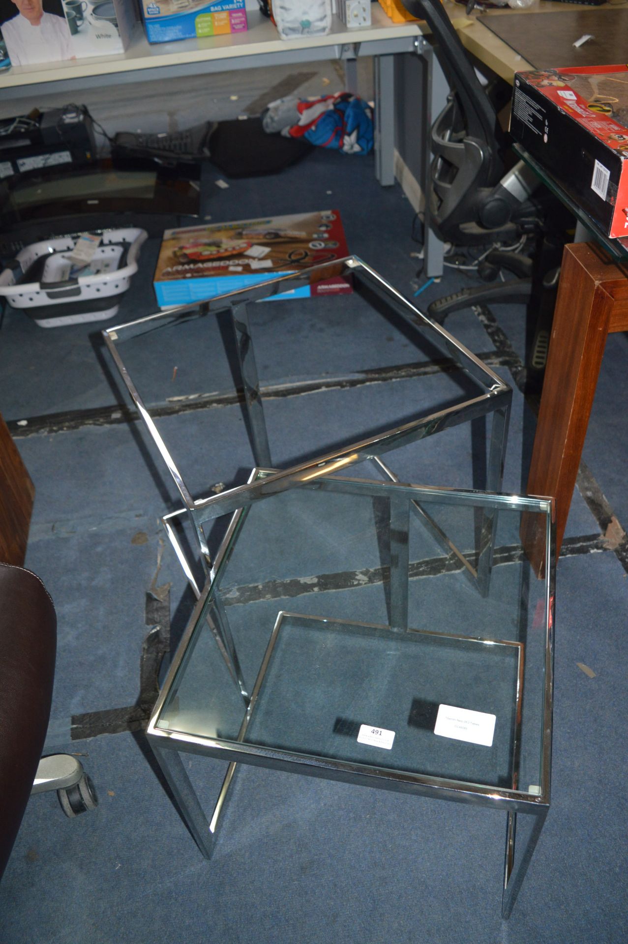 *Gemini Nest of Two Glass Topped Tables (One MIssing Glass)