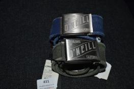 *Two O'Neil Gent Canvas Belts Size:Uni (1x Blue, 1x Green)