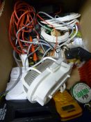 Box of Assorted Electrical Tools and Accessories
