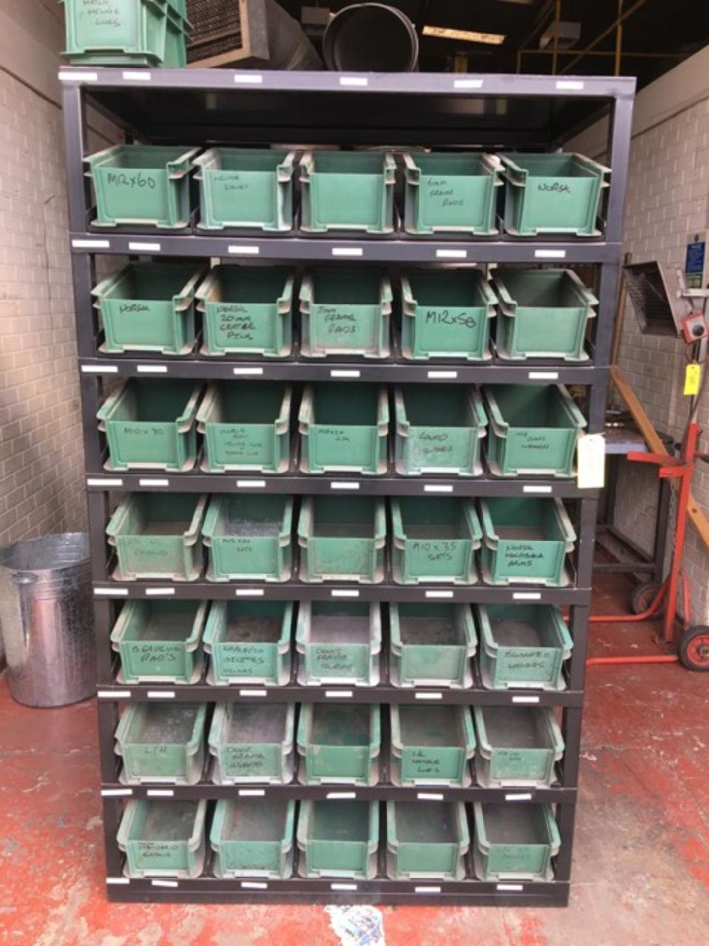 *Storage System with 70 Plastic Bins