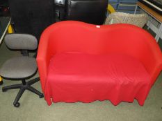 *Red Two Seat Sofa and a Grey Typist Swivel Chair
