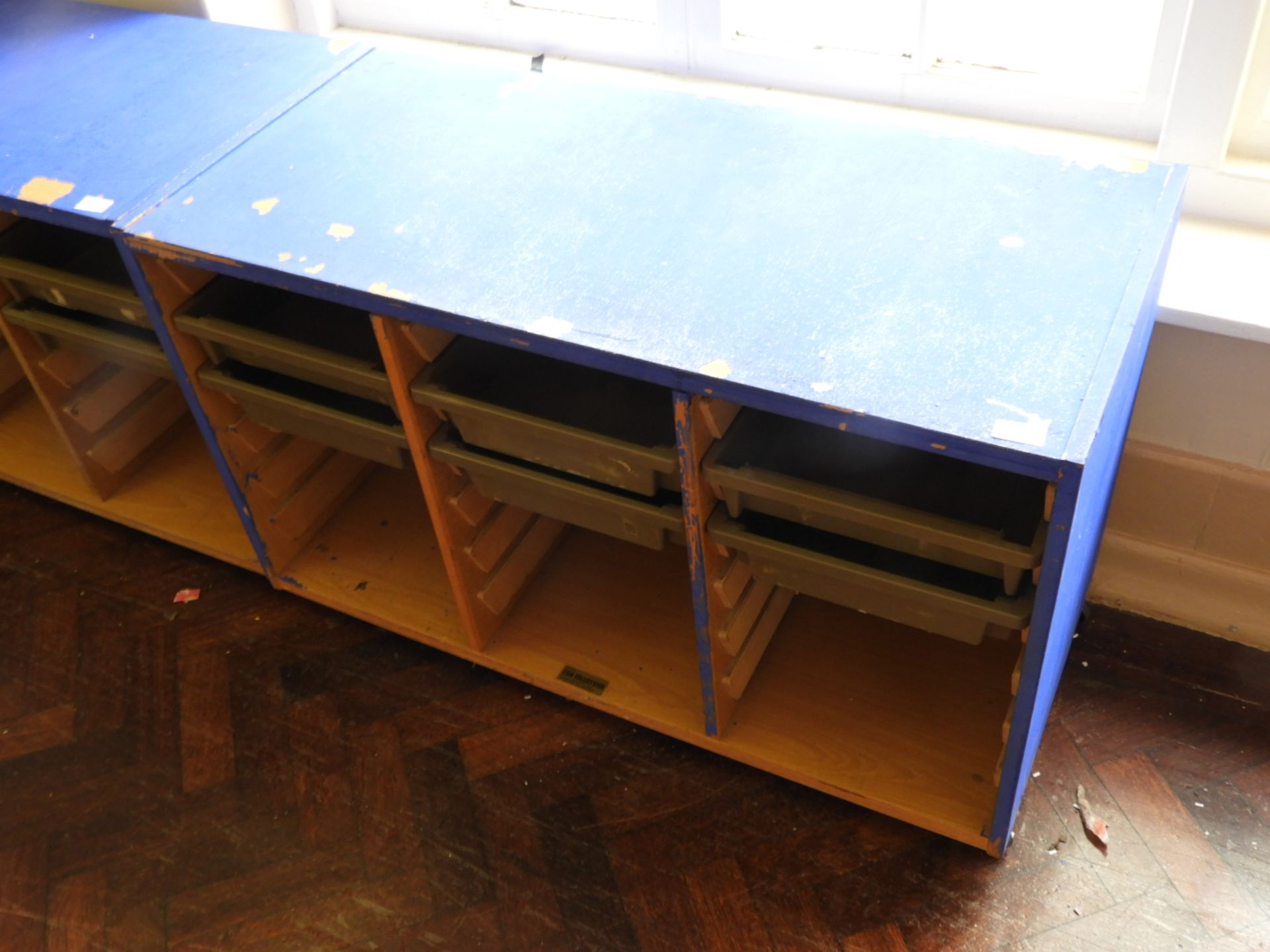 *Blue Painted Beech Storage Unit with Plastic Tray