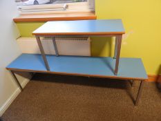 *1 Large & 1 Small Metal Frame Bench with Blue Top
