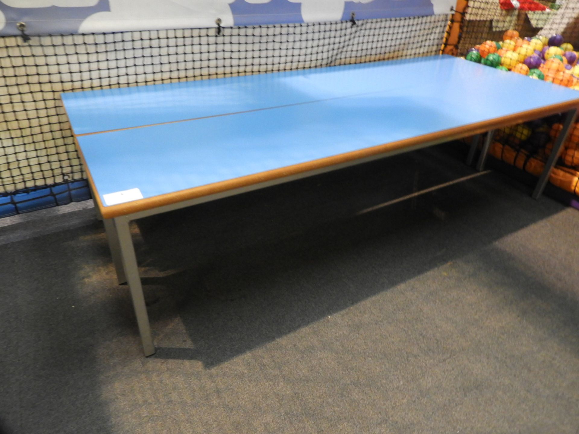 *Pair of Steel Frame Benches with Pale Blue Seats
