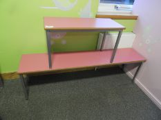 *1 Large & 1 Small Metal Frame Bench with Pink Top