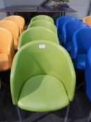 *4 Green Tub Seats on Tubular Legs with Upholster