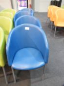 *4 Blue Tub Seats on Tubular Legs with Upholstered