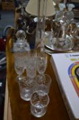 Quantity of Cut Glassware & Decanter, Tall Vase