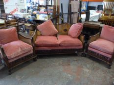 Vintage Bergbre Upholstered 3 Piece Suite, with Pi