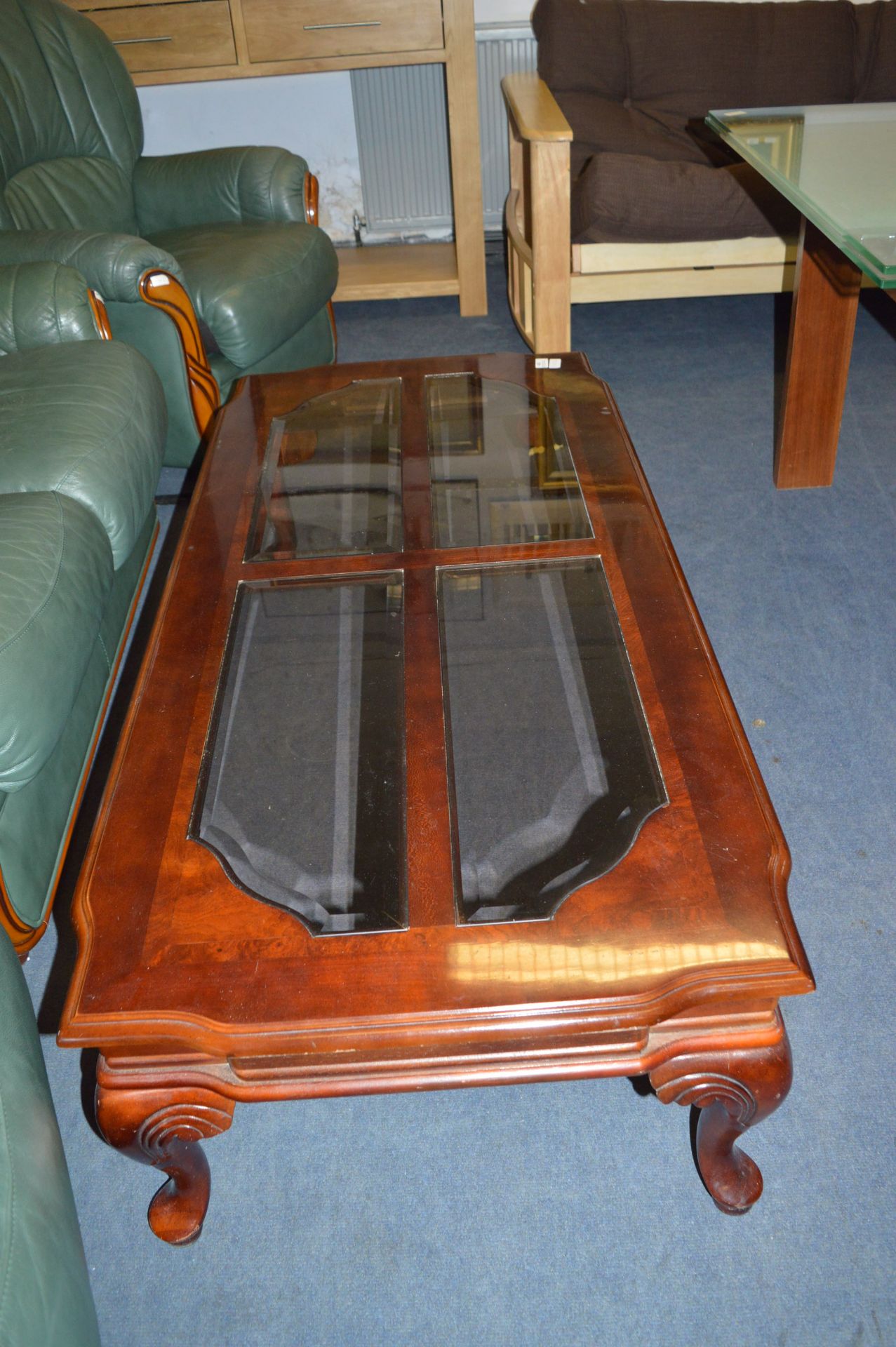 Glass Topped Walnut Effect Coffee Table