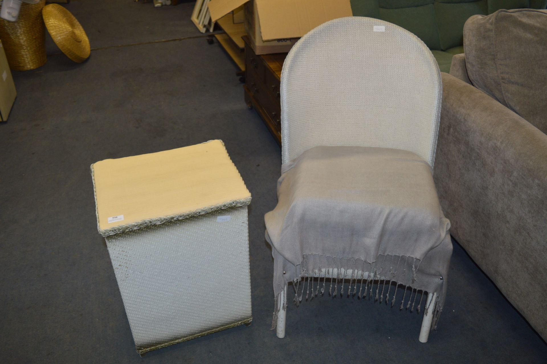 Lloyd Loom Style Bedroom Chair, and Linen Basket