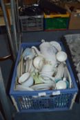 Crate Containing Large Quantity of Table Ware, Pot