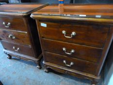Pair of Mahogany Bedside Drawers with Glass Tops