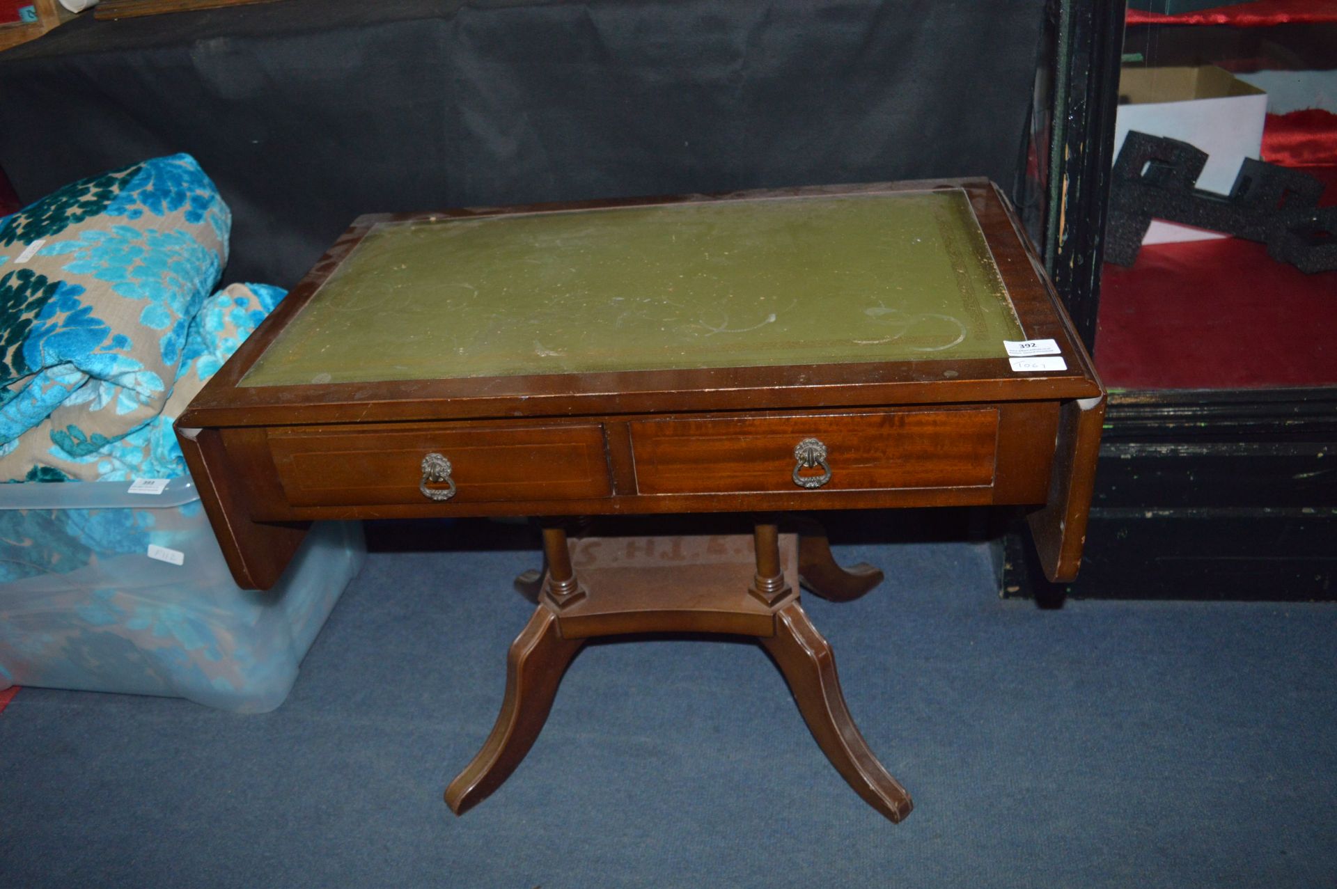 Small Leather Topped Side Table