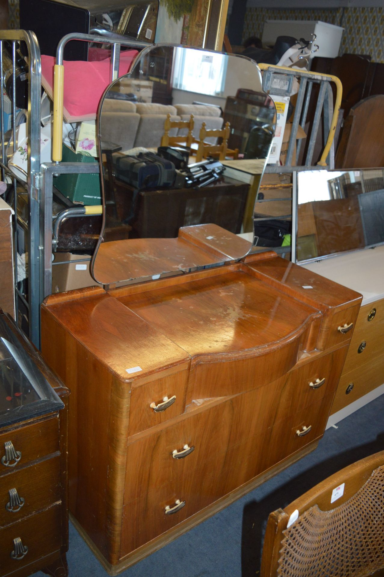 1930's Dressing Table with Shaped Mirror