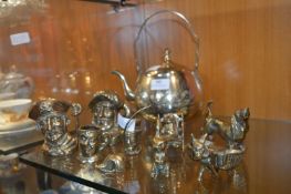 Collection of Brassware Ornaments, Character Jugs,