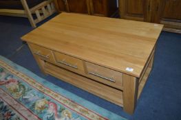 Double Sided Beech Coffee Table with Six Drawers