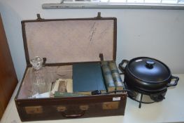 Vintage Suitcase Containing Books, Glassware, Slow