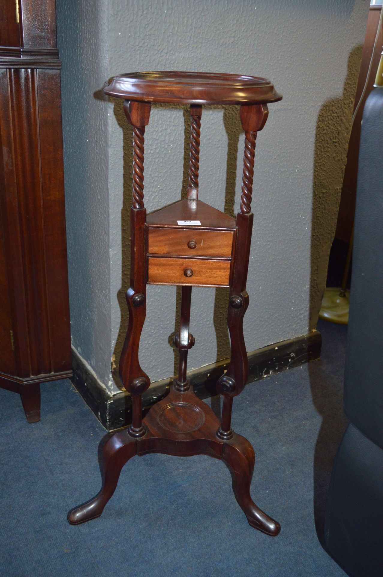 Small Mahogany Effect Tripod Table