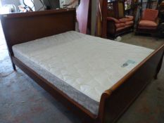 Kingsize Mahogany Scroll Top Bed with Mattress
