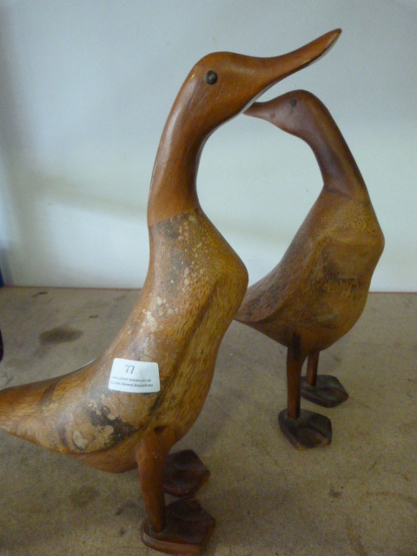 Pair Ornamental Wooden Ducks