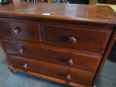 Small Stained Pine 2 over 2 Chest of Drawers