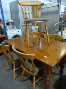 PIne Farmhouse Dining Table & 5 Chairs