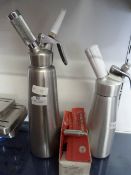 Two Cream Siphons with Box of Chargers