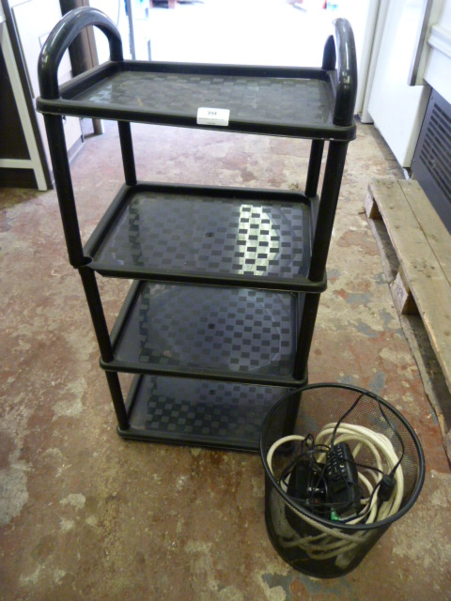 Waste Bin and Four Tier Plastic Shelf