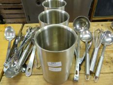 *Three Stainless Steel Utensils Pots and a Quantit
