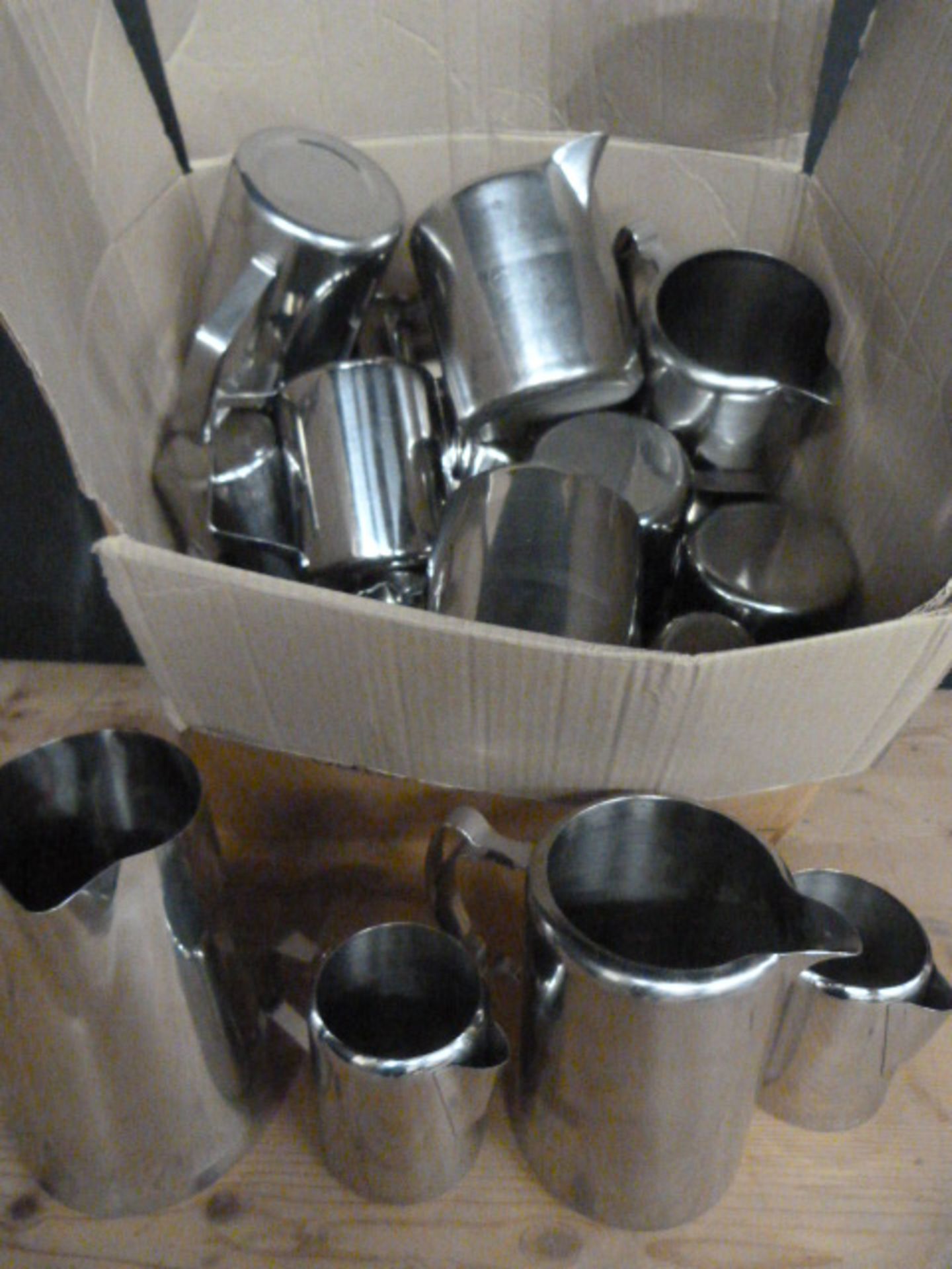 *Box of Assorted Stainless Steel Jugs