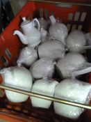 *Box of 12 White China Teapots