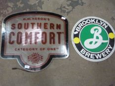 Tin Brooklyn Brewery Sign and a Perspex Southern C