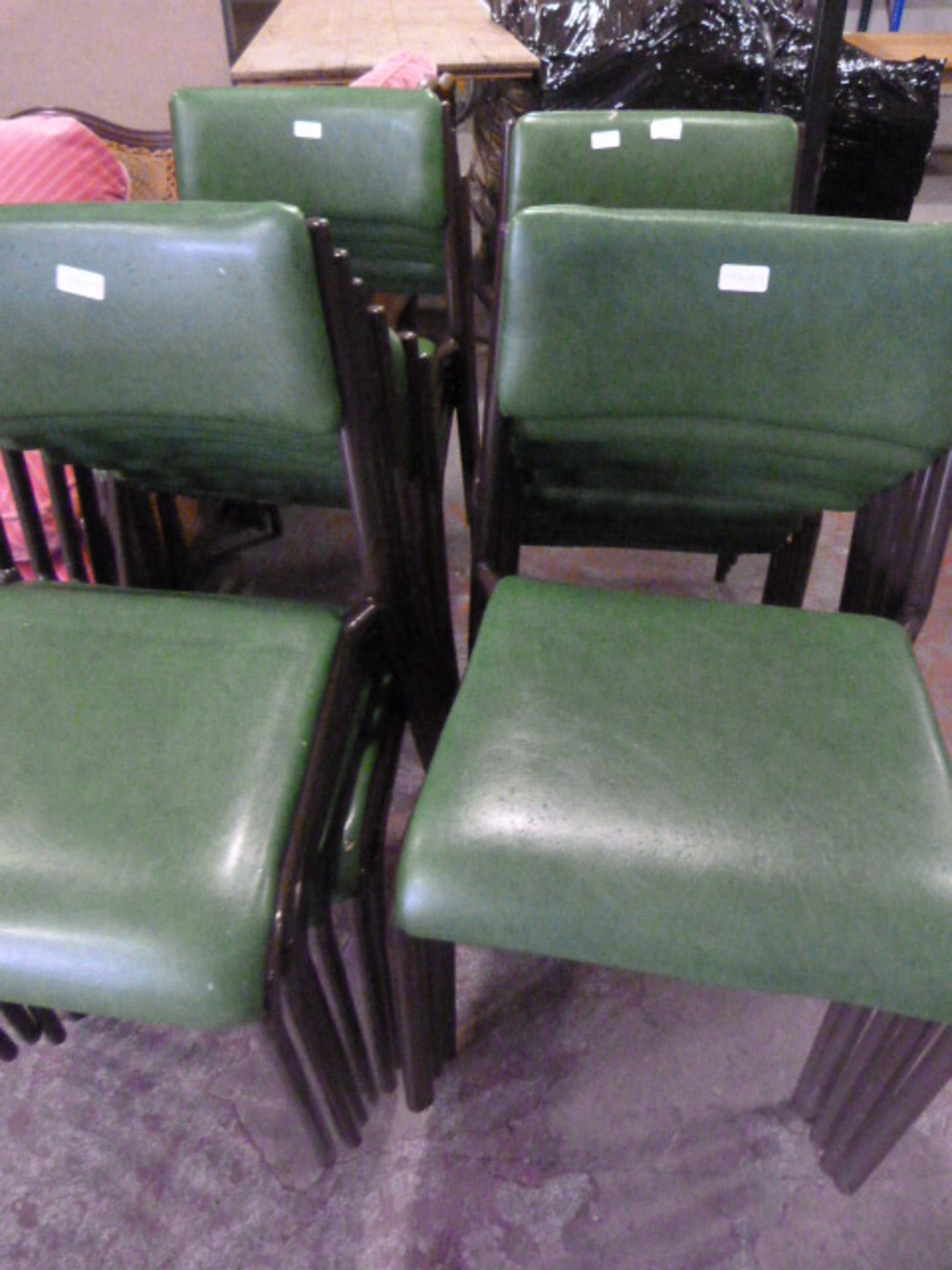 Twenty Green UPholstered Tubular Framed Stackable