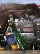 *Crate of Storage Jars, Part Used Bottles of Sauce
