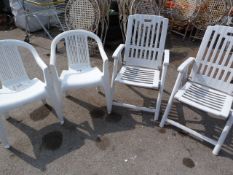 Four Plastic Garden Chairs
