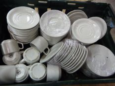 *Box of White China Cups & Saucers