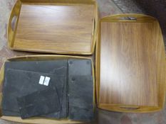 *Three Wooden Trays and a Quantity of Slate Platte