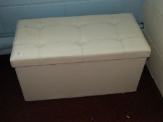 *Faux Leather Ottoman with Button Top