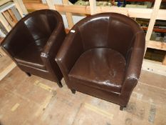 *Two Brown Faux Leather Tub Seats